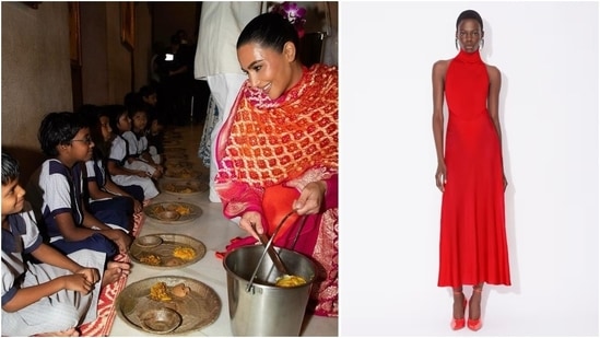 Kim Kardashian wore ₹2 lakh maxi dress to serve food to children at ISKCON temple in Mumbai