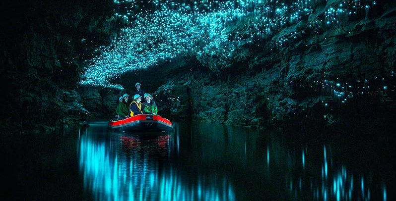 The glowing caves look like starry night.