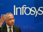 Salil Parekh, CEO and Managing Director of Infosys, gestures while addressing a press conference held to announce the company's first quarter results in Bengaluru.(AFP) Salil Parekh, CEO and Managing Director of Infosys, gestures while addressing a press conference held to announce the company's first quarter results in Bengaluru.(AFP)
