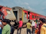 Passengers and locals near the derailed coaches of the Dibrugarh Express train which led to two deaths and 25 injured (PTI Photo) Passengers and locals near the derailed coaches of the Dibrugarh Express train which led to two deaths and 25 injured (PTI Photo)