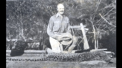 Jim Corbett with the man-eating leopard of Rudraprayag. (HT Pic) Jim Corbett with the man-eating leopard of Rudraprayag. (HT Pic)