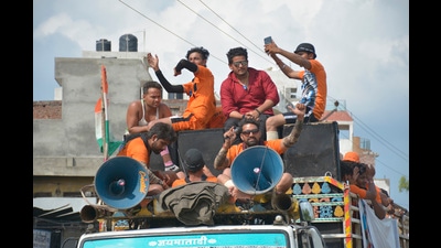 Kanwariyas arriving from Haridwar during the Kanwar Yatra, at NH 58 Meerut road, in Ghaziabad, India, onJuly 29, 2019. (HT File) Kanwariyas arriving from Haridwar during the Kanwar Yatra, at NH 58 Meerut road, in Ghaziabad, India, onJuly 29, 2019. (HT File)