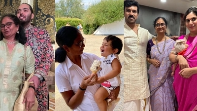 Lalita DSilva with Anant Ambani, Jeh Baba, Ram Charan-Upasana and Klin Kaara Lalita DSilva with Anant Ambani, Jeh Baba, Ram Charan-Upasana and Klin Kaara