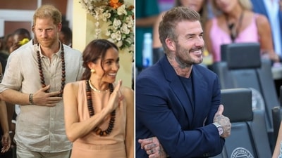 Shocking reason Meghan Markle once banned Prince Harry from being photographed with David Beckham (Photo by Kola SULAIMON / AFP, photo by Chris ARJOON / AFP)
