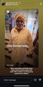 Gauahar Khan condemned the incident wherein a farmer was denied entry to a Bengaluru mall because of his attire. (Instagram) Gauahar Khan condemned the incident wherein a farmer was denied entry to a Bengaluru mall because of his attire. (Instagram)