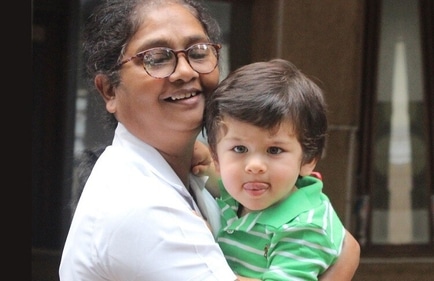 Lalita DSilva with a young Taimur Ali Khan Lalita DSilva with a young Taimur Ali Khan