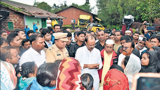 Ajit Pawar visits Vishalgad Fort, announces <span class='webrupee'>?</span>50,000 for violence-affected families of village en route