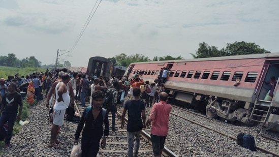 Railway officials reached the spot as soon as the news of the accident was received. (HT Photo)