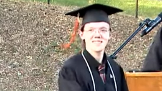 This June 3, 2022 still image taken from video provided by the Bethel Park School District shows student Thomas Matthew Crooks in the 2022 Bethel Park High School Commencement in Bethel Park, Pa. (The Bethel Park School District via AP)(AP)