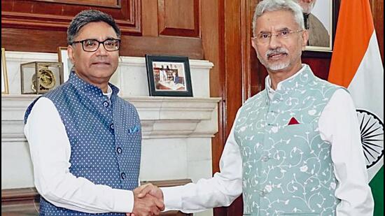 External Affairs Minister S Jaishankar (right) with foreign secretary Vikram Misri in New Delhi. (Photo from X)
