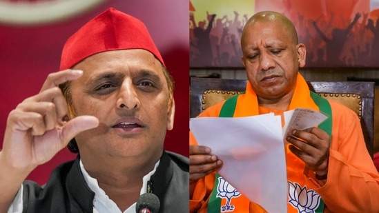 Samajwadi Party chief Akhilesh Yadav and Uttar Pradesh CM Yogi Adityanath.(PTI)