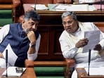 Karnataka chief minister Siddaramaiah with state deputy chief minister DK Shivakumar attend the proceedings on the first day of monsoon session of state assembly, in Bengaluru on Monday. (ANI)(HT_PRINT) Karnataka chief minister Siddaramaiah with state deputy chief minister DK Shivakumar attend the proceedings on the first day of monsoon session of state assembly, in Bengaluru on Monday. (ANI)(HT_PRINT)
