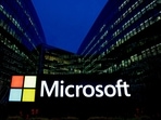 Microsoft Windows outage: A view shows a Microsoft logo at Microsoft offices in Issy-les-Moulineaux near Paris, France.