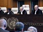 Judge and President of the International Court of Justice (ICJ), Nawaf Salam (2nd R) delivers a non-binding ruling on the legal consequences of the Israeli occupation of the West Bank and East Jerusalem at the International Court of Justice (ICJ) in The Hague on July 19, 2024.(AFP) Judge and President of the International Court of Justice (ICJ), Nawaf Salam (2nd R) delivers a non-binding ruling on the legal consequences of the Israeli occupation of the West Bank and East Jerusalem at the International Court of Justice (ICJ) in The Hague on July 19, 2024.(AFP)