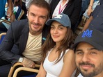 Sidharth Malhotra poses with David Beckham and Kiara Advani. Sidharth Malhotra poses with David Beckham and Kiara Advani.