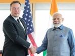 Prime Minister Narendra Modi shakes hand with Tesla chief executive Elon Musk during their meeting in New York City, New York, U.S., June 20, 2023.