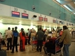 Passengers at the Kempegowda International Airport in Bengaluru.