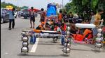 Kanwariyas on NH-58 near Har-ki-Pauri in Haridwar on Friday. (Rameshwar Gaur/HT Photo)