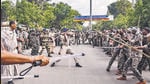 Police charge contractual assistant police personnel who had gheraoed Jharkhand CM Hemant Soren's official residence in Ranchi. (PTI) Police charge contractual assistant police personnel who had gheraoed Jharkhand CM Hemant Soren's official residence in Ranchi. (PTI)