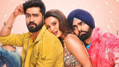 Bad Newz Twitter reviews: Vicky Kaushal, Triptii Dimri, Ammy Virk in a still from the film.