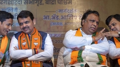 BJP leaders Devendra Fadnavis and Ashish Shelar. Photo by Satish Bate/ Hindustan Times) (Hindustan Times) BJP leaders Devendra Fadnavis and Ashish Shelar. Photo by Satish Bate/ Hindustan Times) (Hindustan Times)
