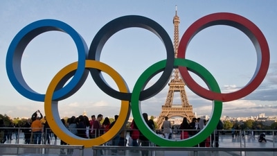 The Olympic rings are set up at Trocadero plaza that overlooks the Eiffel Tower. (AP) The Olympic rings are set up at Trocadero plaza that overlooks the Eiffel Tower. (AP)
