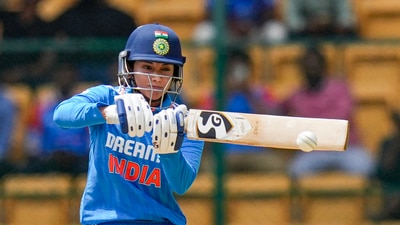 Indian batter Smriti Mandhana plays a shot during the second women's cricket match (PTI) Indian batter Smriti Mandhana plays a shot during the second women's cricket match (PTI)