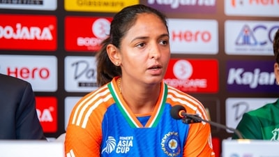 India Women captain Harmanpreet Kaur speaks during a press conference. (PTI) India Women captain Harmanpreet Kaur speaks during a press conference. (PTI)