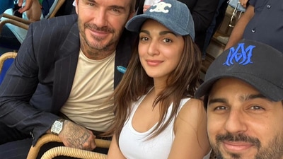 Sidharth Malhotra poses with David Beckham and Kiara Advani. Sidharth Malhotra poses with David Beckham and Kiara Advani.