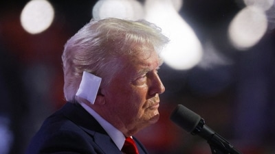 Republican presidential nominee and former U.S. President Donald Trump speaks on Day 4 of the Republican National Convention (RNC), at the Fiserv Forum in Milwaukee, Wisconsin on July 18. (REUTERS)