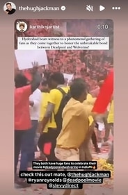A screen grab of Hugh Jackman's Instagram stories. A screen grab of Hugh Jackman's Instagram stories.