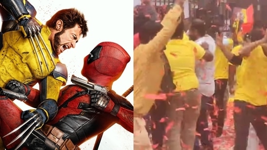 A video shared online shows Hyderabadis celebrating Deadpool and Wolverine's release.