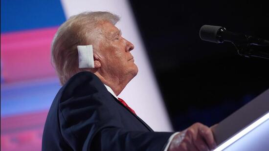 Republican presidential nominee, former US President Donald Trump speaks after officially accepting the Republican presidential nomination on stage on the fourth day of the Republican National Convention at the Fiserv Forum, on Friday, in Milwaukee, Wisconsin. (Getty Images)
