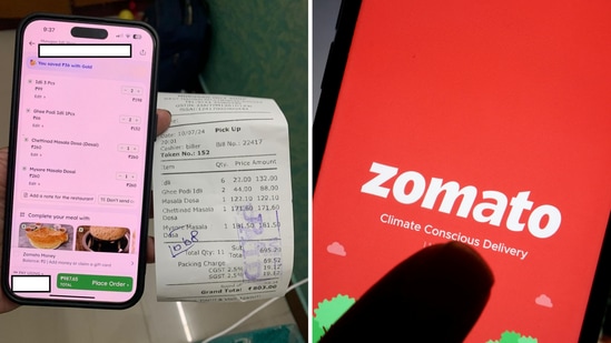 The image shows a Chennai man comparing the charges of Zomato and a restaurant. (X/@Kannan__TS, File Photo)