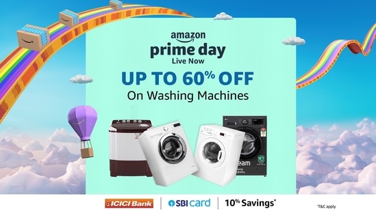 Get up to 60% off on a wide range of washing machines at the Amazon Prime Day Sale 2024.