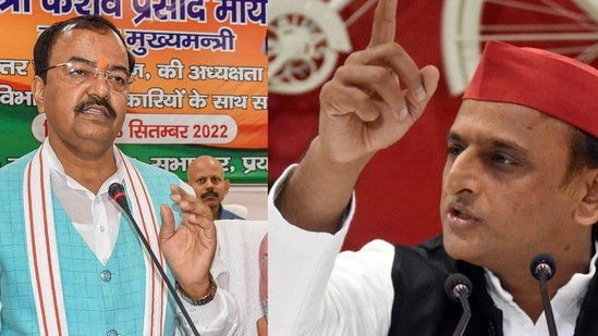 Uttar Pradesh deputy CM Keshav Prasad Maurya and Samajwadi Party chief Akhilesh Yadav. Uttar Pradesh deputy CM Keshav Prasad Maurya and Samajwadi Party chief Akhilesh Yadav.