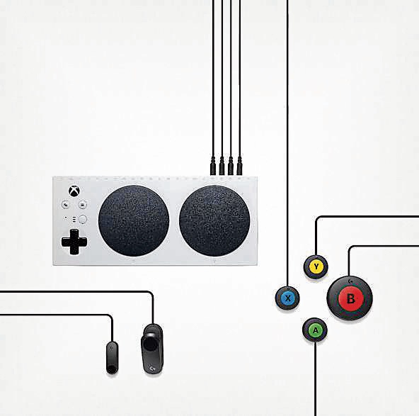 Elements of the Xbox Adaptive Controller. Elements of the Xbox Adaptive Controller.