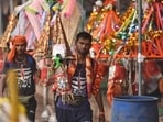 Kanwar Yatri's returning from Haridwar carrying water from the Ganga river ahead of the Shivratri Festival, at Seelampur (HT File) (Representational) Kanwar Yatri's returning from Haridwar carrying water from the Ganga river ahead of the Shivratri Festival, at Seelampur (HT File) (Representational)