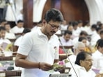 Tamil Nadu minister Udhayanidhi Stalin speaks in the Legislative Assembly. (PTI Photo)