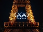 Olympic Rings on the Eiffel Tower ahead of the traditional fireworks marking the annual Bastille Day in Paris.(AFP) Olympic Rings on the Eiffel Tower ahead of the traditional fireworks marking the annual Bastille Day in Paris.(AFP)