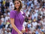 Kate, Princess of Wales, smiles as she waits to present the trophy to Carlos Alcaraz of Spain at the men's singles final at the Wimbledon tennis championships in London, July 14, 2024. (AP Photo/Kirsty Wigglesworth)(AP) Kate, Princess of Wales, smiles as she waits to present the trophy to Carlos Alcaraz of Spain at the men's singles final at the Wimbledon tennis championships in London, July 14, 2024. (AP Photo/Kirsty Wigglesworth)(AP)