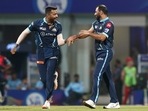 Hardik Pandya and Mohammed Shami played together for Gujarat Titans in IPL.(PTI) Hardik Pandya and Mohammed Shami played together for Gujarat Titans in IPL.(PTI)