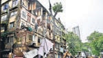 Mumbai, India - July 20, 2024: View of Rubinissa manzil after the balcony portion collapsed at Grant road, in Mumbai, India, on Saturday, July 20, 2024. (Photo by Anshuman Poyrekar/ Hindustan Times) (Hindustan Times) Mumbai, India - July 20, 2024: View of Rubinissa manzil after the balcony portion collapsed at Grant road, in Mumbai, India, on Saturday, July 20, 2024. (Photo by Anshuman Poyrekar/ Hindustan Times) (Hindustan Times)