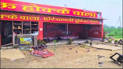 The vandalised Tau Hokke’s dhaba on Delhi-Dehradun highway. (Sourced)