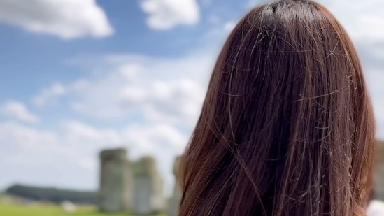 Mira Rajput also visited the Stonehenge. In a photo, she had her back to the camera as she looked at the structure.