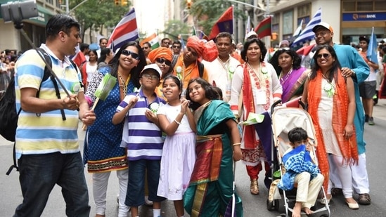 Indian Americans marching in a parade in New York. (Andy Katz/LightRocket via Getty Images)(HT_PRINT)