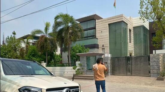 The Enforcement Directorate (ED) raided the residence of Congress MLA Surender Panwar in Sector 15, Sonepat, in connection with an illegal mining case on Friday night before he was arrested. (Manoj Dhaka/HT)