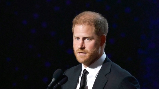 Prince Harry, Duke of Sussex accepts the Pat Tillman Award onstage during the 2024 ESPY Awards at Dolby Theatre on July 11, 2024 in Hollywood, California (Photo by Frazer Harrison / GETTY IMAGES NORTH AMERICA / Getty Images via AFP)(Getty Images via AFP)