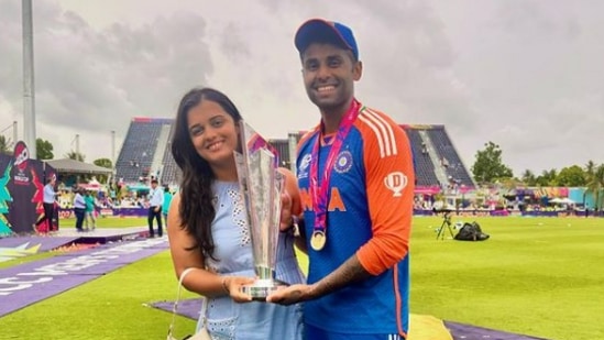 Suryakumar Yadav with wife Devisha after T20 World Cup win(Instagram)