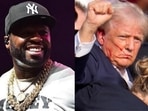50 Cent performed his iconic track "Many Men," which speaks of his own near-death experience, at his Boston gig after Donald Trump survived an apparent assassination attempt in Butler, Pennsylvania. The rapper sang the song while a banner of his altered album art honoured Trump was displayed in the back. 50 Cent performed his iconic track "Many Men," which speaks of his own near-death experience, at his Boston gig after Donald Trump survived an apparent assassination attempt in Butler, Pennsylvania. The rapper sang the song while a banner of his altered album art honoured Trump was displayed in the back.